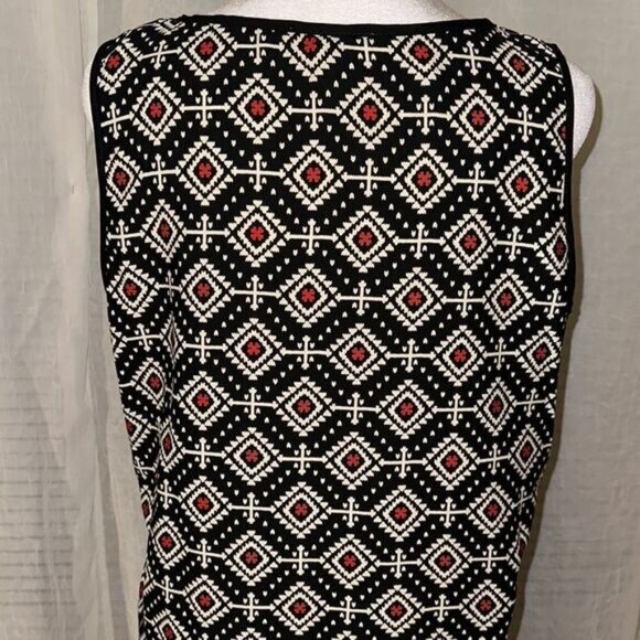 Amber Blue L Black Ivory Multicolored Contrast Sleeveless Light Shift Dress - Picture 4 of 10